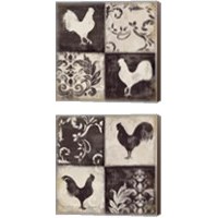 Framed 'Rooster Silhouette 2 Piece Canvas Print Set' border=