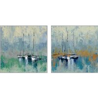 Framed 'Boats in the Harbor 2 Piece Art Print Set' border=