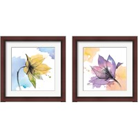 Framed 'Watercolor Graphite Flower 2 Piece Framed Art Print Set' border=