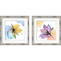 Framed 'Watercolor Graphite Flower 2 Piece Framed Art Print Set' border=