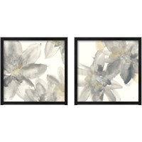 Framed 'Gray and Silver Flowers 2 Piece Framed Art Print Set' border=