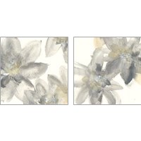 Framed Gray and Silver Flowers 2 Piece Art Print Set