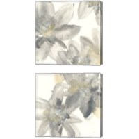 Framed Gray and Silver Flowers 2 Piece Canvas Print Set