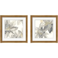 Framed 'Gray and Silver Flowers 2 Piece Framed Art Print Set' border=