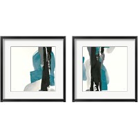 Framed 'Black and Teal 2 Piece Framed Art Print Set' border=