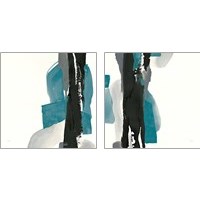 Framed Black and Teal 2 Piece Art Print Set