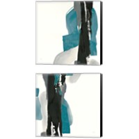 Framed 'Black and Teal 2 Piece Canvas Print Set' border=