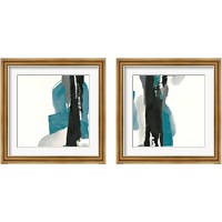 Framed Black and Teal 2 Piece Framed Art Print Set