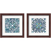 Framed Garden Getaway Tile Blue 2 Piece Framed Art Print Set