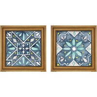 Framed Garden Getaway Tile Blue 2 Piece Framed Art Print Set