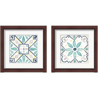 Framed 'Garden Getaway Tile White 2 Piece Framed Art Print Set' border=