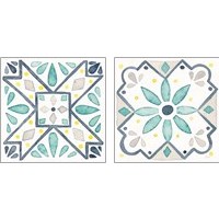Framed 'Garden Getaway Tile White 2 Piece Art Print Set' border=