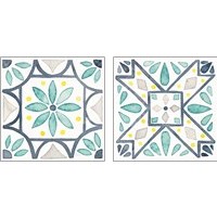 Framed 'Garden Getaway Tile White 2 Piece Art Print Set' border=