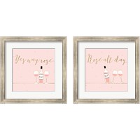 Framed 'Underlined Bubbly Pink 2 Piece Framed Art Print Set' border=