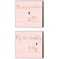 Framed 'Underlined Bubbly Pink 2 Piece Canvas Print Set' border=