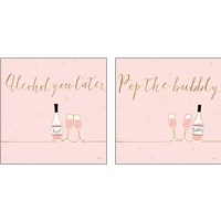 Framed 'Underlined Bubbly Pink 2 Piece Art Print Set' border=