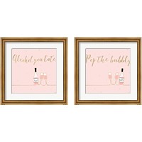 Framed 'Underlined Bubbly Pink 2 Piece Framed Art Print Set' border=