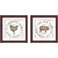 Framed 'Rustic Farm Signs - Brown 2 Piece Framed Art Print Set' border=