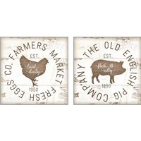 Framed 'Rustic Farm Signs - Brown 2 Piece Art Print Set' border=