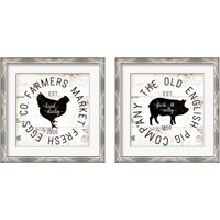 Framed 'Rustic Farm Signs - Black 2 Piece Framed Art Print Set' border=