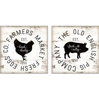 Framed 'Rustic Farm Signs - Black 2 Piece Art Print Set' border=