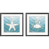 Framed 'Coastal Sealife 2 Piece Framed Art Print Set' border=