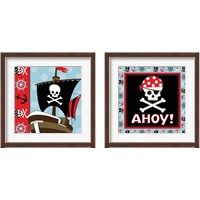 Framed 'Ahoy Pirate Boy 2 Piece Framed Art Print Set' border=