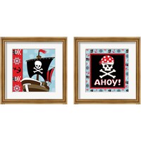 Framed 'Ahoy Pirate Boy 2 Piece Framed Art Print Set' border=