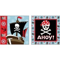 Framed 'Ahoy Pirate Boy 2 Piece Art Print Set' border=