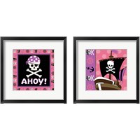 Framed 'Ahoy Pirate Girl 2 Piece Framed Art Print Set' border=