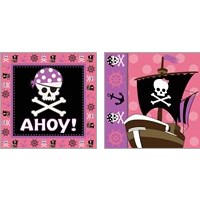 Framed 'Ahoy Pirate Girl 2 Piece Art Print Set' border=