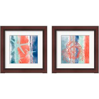 Framed 'Sealife Stripes 2 Piece Framed Art Print Set' border=