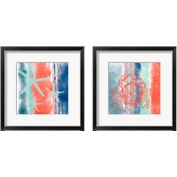 Framed 'Sealife Stripes 2 Piece Framed Art Print Set' border=