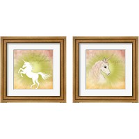 Framed 'Unicorn 2 Piece Framed Art Print Set' border=