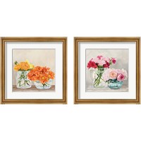 Framed 'Fleurs et Vases Jaune 2 Piece Framed Art Print Set' border=