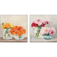 Framed 'Fleurs et Vases Jaune 2 Piece Art Print Set' border=