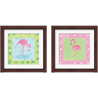 Framed 'Flamingo Dance 2 Piece Framed Art Print Set' border=