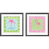 Framed 'Flamingo Dance 2 Piece Framed Art Print Set' border=