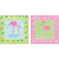 Framed 'Flamingo Dance 2 Piece Art Print Set' border=