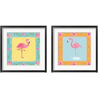 Framed 'Flamingo Dance 2 Piece Framed Art Print Set' border=