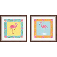 Framed 'Flamingo Dance 2 Piece Framed Art Print Set' border=