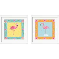 Framed 'Flamingo Dance 2 Piece Framed Art Print Set' border=