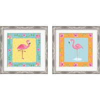 Framed 'Flamingo Dance 2 Piece Framed Art Print Set' border=