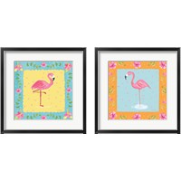 Framed 'Flamingo Dance 2 Piece Framed Art Print Set' border=