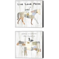 Framed 'Farm Family 2 Piece Canvas Print Set' border=