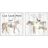Framed 'Farm Family 2 Piece Art Print Set' border=