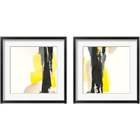 Framed 'Black and Yellow 2 Piece Framed Art Print Set' border=
