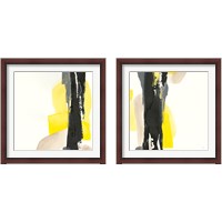 Framed 'Black and Yellow 2 Piece Framed Art Print Set' border=