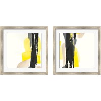 Framed 'Black and Yellow 2 Piece Framed Art Print Set' border=