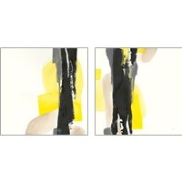 Framed 'Black and Yellow 2 Piece Art Print Set' border=